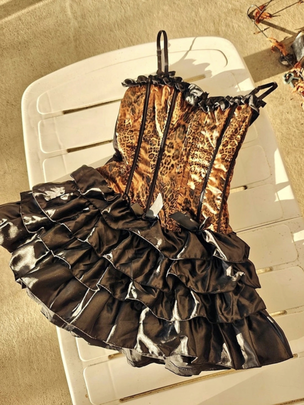 Dreamgirl  Leopard Print Tiered Ruffle Corset Costume
